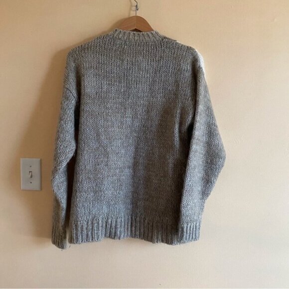 Ninon Cardigan Woman Large Patchwork Neutral Wool Blend Oversized Gorpcore Y2K - Picture 3 of 12
